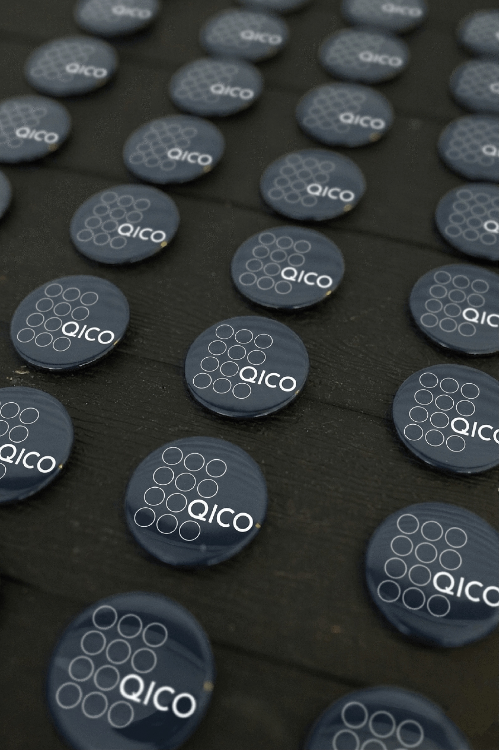 Qico branded pins